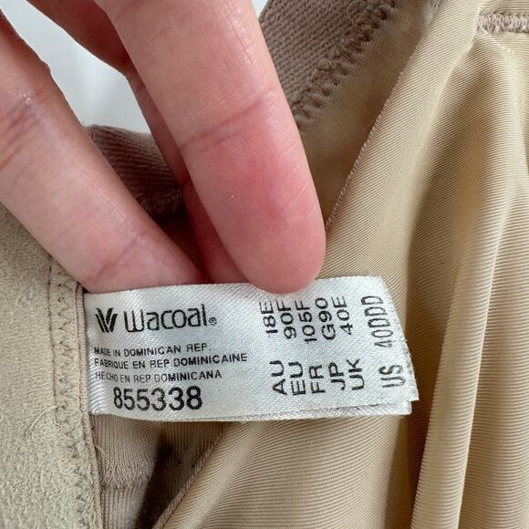 Wacoal Tan Scallop Lace Trim Ultimate Side Smoother Underwire Bra Size 40DDD - Picture 6 of 9